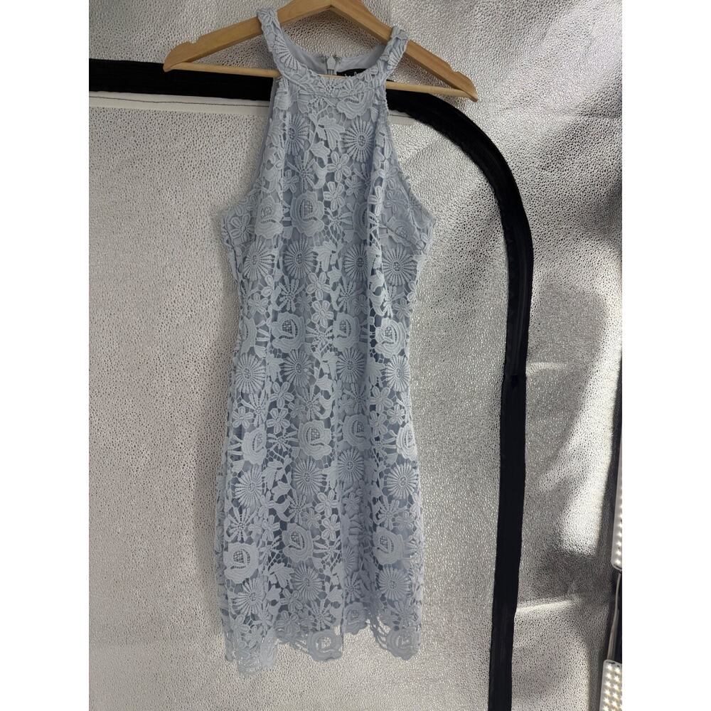 Lulus Love Poem Lace Mini Dress in Light Blue Size MEDIUM M 35" Long, 2770 - Picture 7 of 7
